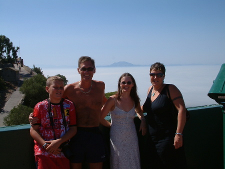 Kevin, Dave, Nette & Jo on top of the rock with Spain in the background